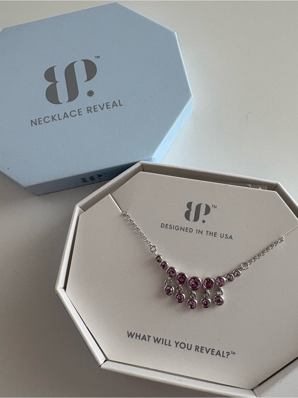 Bomb Party Speak Now, Dangle Later Necklace NK26882 Pink Corundum Rhodium Platin